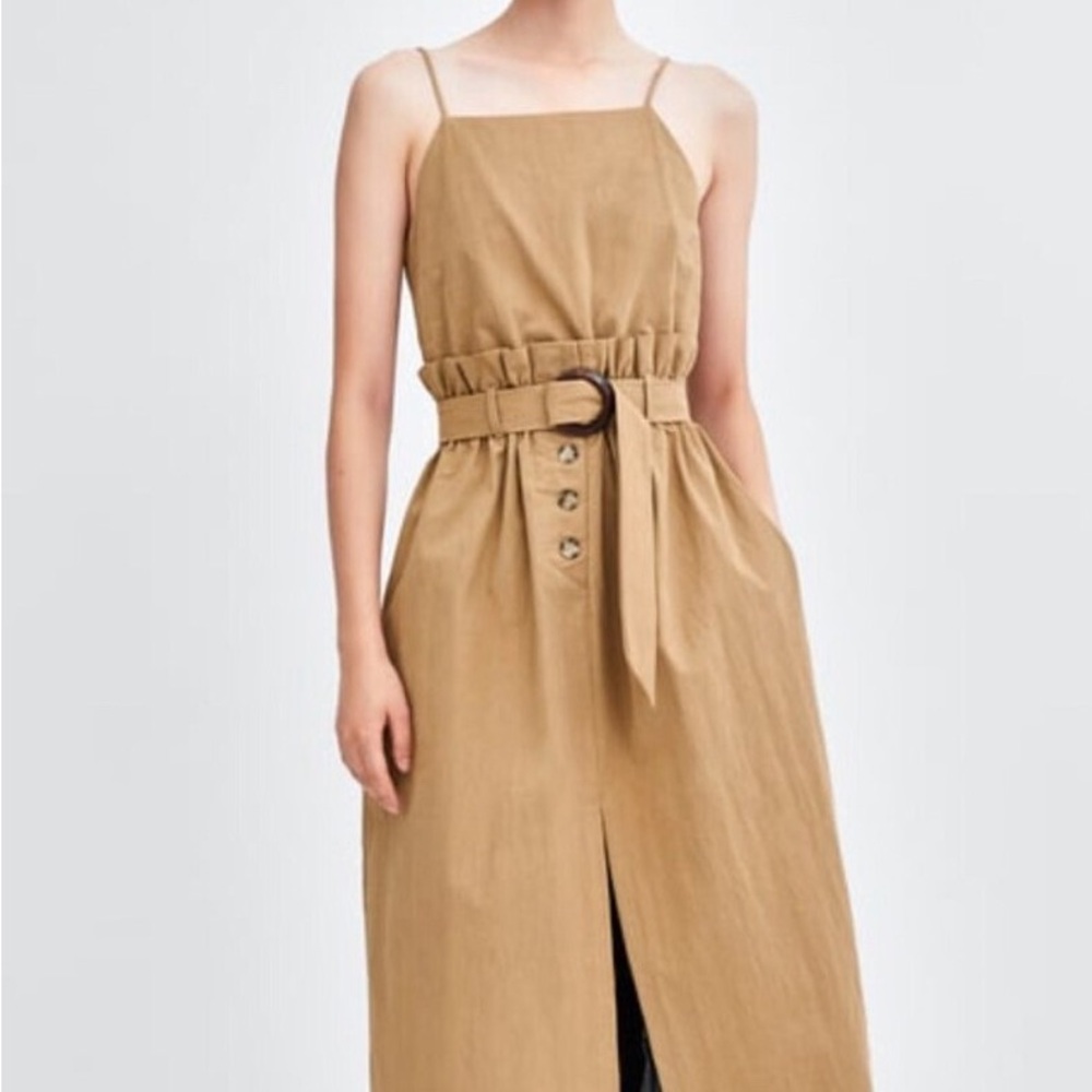 Zara Tan Dress with Belt - trf collection